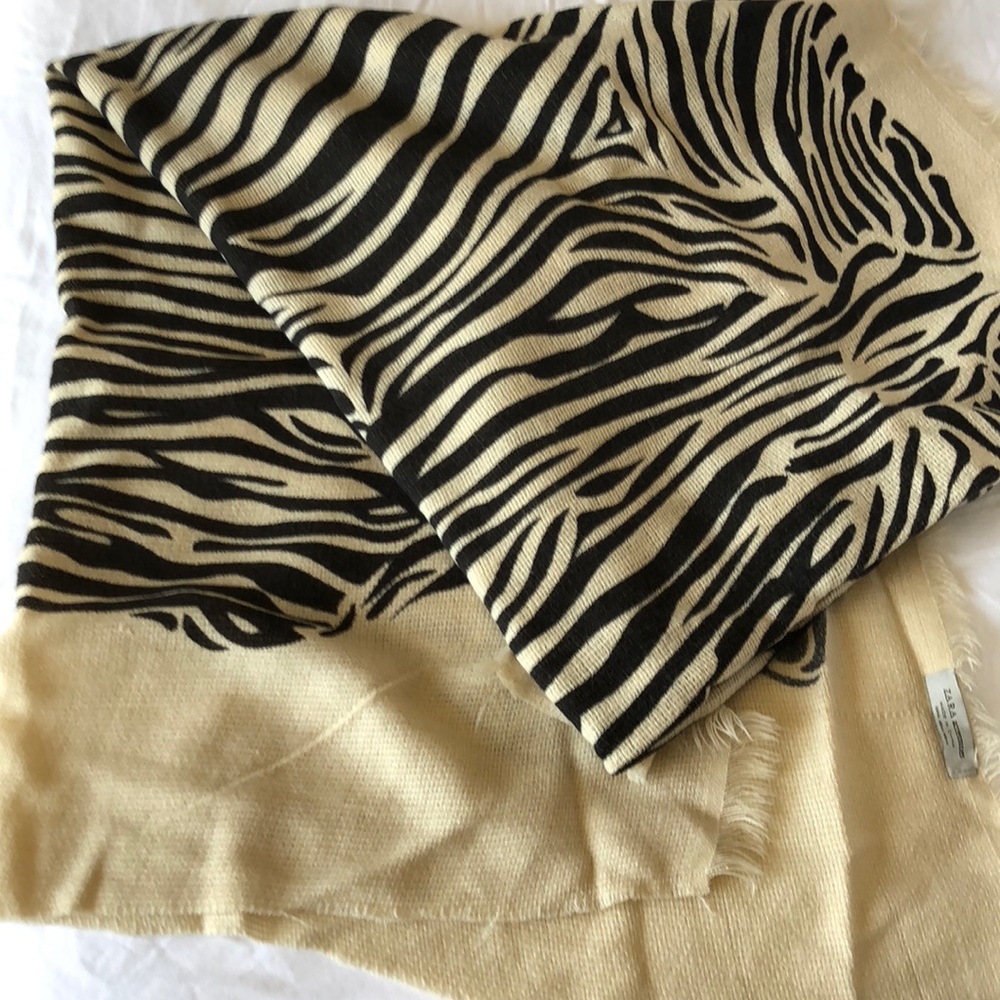 Zara oversized zebra print scarf, 80” x 34”